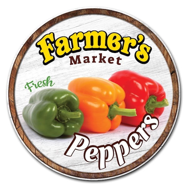 Signmission Corrugated Plastic Sign With Stakes 24in Circular-Farmers Market Peppers, C-24-CIR-WS-Peppers C-24-CIR-WS-Peppers - main